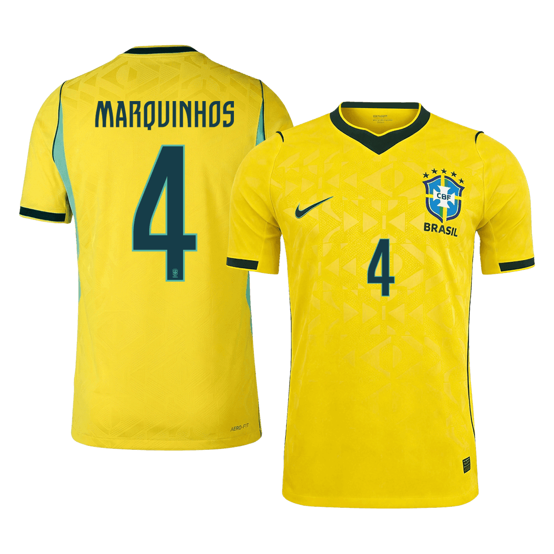 Brazil World Cup Hjemmebanetrøje Spillerversion 2026 MARQUINHOS #4